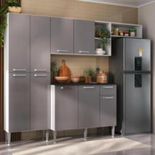 Armário Cozinha Modulada Completa Mp2933 multimóveis Br/cinza
