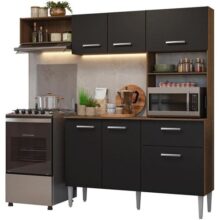 Armário de Cozinha Compacta 196cm Rusticpreto Aura Madesa