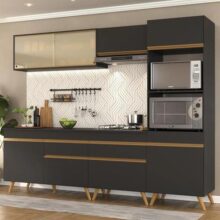 Armário de Cozinha Completa 5 Peças Mp3715 Veneza GB Multimóveis Preto