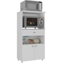 Armário Multiuso para Forno e Microondas 2 Portas 1 Gaveta Multimóveis Branco Brilho