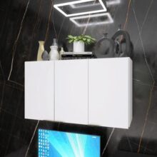 Armário Suspenso Aéreo Para Cozinha 4 Portas Off White – Design Nórdico Funcional, Compacto E Moderno, Estilo Industrial Com Amplo Espaço Interno – Mo