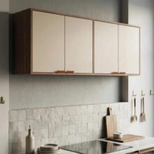 Armário Suspenso Aéreo Para Cozinha 4 Portas Off White – Design Nórdico Funcional, Compacto E Moderno, Estilo Industrial Com Amplo Espaço Interno – Mo