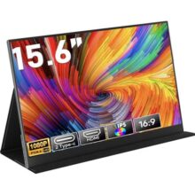 Armazém Brasil, Monitor Portatil 15,6”, FHD 1080P Monitor Portátil Conectado Com USB C Dupla/HDMI, IPS Extensor De Tela para Notebook com VESA e Funda Inteligente magnético, Plug and Play
