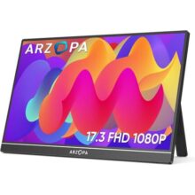 ARZOPA Monitor portátil de 17,3”, monitor para jogos IPS 1080P FHD 103% sRGB Monitor para laptop com suporte embutido Tela externa HDMI USB C para PC Mac Telefone Xbox Switch PS5