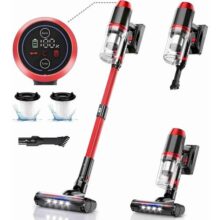 Aspirador De Pó Sem Fio, Aspirador De Pó Leve 6 Em 1 Com Autonomia De 45 Minutos, Sucção Potente, Aspirador De Pó Sem Fio Recarregável Para Carpetes, Azulejos, Pelos De Animais, Pisos De Madeira