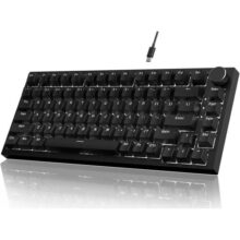 Attack Shark AK820 Teclado mecânico 75% hot-swappable, botão rotativo, USB-C, gasket com 5 camadas antirruído, LED branco, switch vermelho linear,Compatível PC/Win/Mac (preto)
