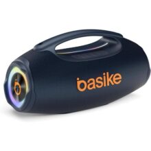 Basike Caixa de Som Bluetooth Portátil 80W RMS (Pico 120W), TWS Estéreo, Modos EQ, Luzes RGB, IPX6 Resistente à Água, Bateria 8000mAh, para Home Theater, Festa e Uso Externo – Azul