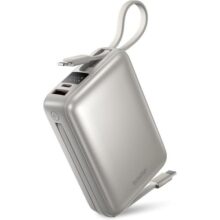 Basike Carregador Portátil, Power Bank 20000mAh com Cabos Integrados, Carregamento Rápido 22.5W(MAX), Compacto, Led Indicador de Bateria para iPhone/Samsung/Huawei/Xiaomi (Prata)