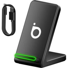 Basike Carregador Sem Fio, 15W Estação de Carregamento Rápido, Compatível iPhone16,15,14,13,12,11 (Pro, Pro Max)/XS/XR/XS/X/8(Plus) (Preto)