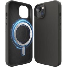 BEMMY Capa Capinha Para iPhone, Capa de Silicone Líquida Magnética para iPhone Compatível com Mag-safe (Preto-15)