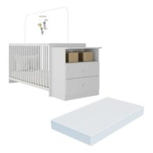 Berço Cômoda com Colchão Incluso Meu Bebê Multimóveis Branco