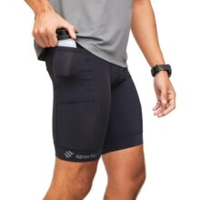 Bermuda De Compressão Masculina Com 6 Bolsos – Short Térmico Para Exercícios, Proteção FPU 50 – Ciclismo, Corrida – Sport BR