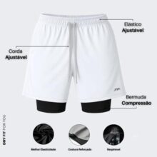 Bermuda Dupla Masculina Compreensão 2 Em 1 Short Esporte