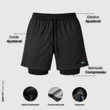Bermuda Dupla Masculina Compressão 2 Em 1