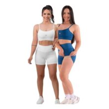 Bermuda E Top Conjunto Fitness Zero Transparencia Kit 4 Peça