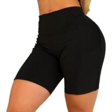 Bermuda Feminina Short Academia Bolso Lateral Cintura Alta