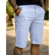 Bermuda Sarja Branca Masculina Algodão Praia Social Verão