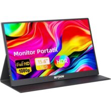 Bettdow Monitor Portatil 15,6”, FHD 1080P Monitor Portátil Conectado Com USB C Dupla/HDMI, IPS Extensor De Tela para Notebook com VESA e Funda Inteli
