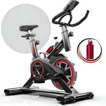 Bicicleta Ergométrica Fitness para Cardio e Musculação 6kg Inercia com base Cor Preto e Vermelho Marca Sevenfit