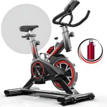 Bicicleta Ergométrica Fitness para Cardio e Musculação com base Cor Preto e Vermelho Epsilon Marca Redfin 8kg Inercia