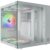 Bluecase Gabinete Gamer Aquário Life Pro MICRO-ATX, MINI-ITX com 5 Fans Rainbow Branco