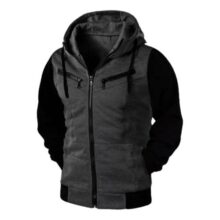 Blusa De Frio Moletom Felpado De Zíper Slim Com Capuz