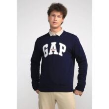 Blusa de Moletom Flanelada Fechada GAP Logo Bordado Azul-marinho