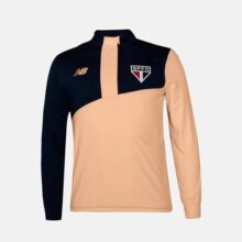 Blusa Manga Longa Masculina NB 1/2 Ziper Treino SPFC 2025, Cinza Blacktop/Bordô Mercúrio Vermelho, M