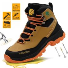 Botas de trabalho indestrutíveis sapatos de segurança masculinos com biqueira de aço tênis à prova de punção s
