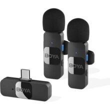 BOYA Microfone de lapela sem fio BY-V20 para Iphone 15 e ANDROID USB C Smartphone Tablet Mini microfone para Smartphone Microfone clip-on para gravação vídeo Podcast YouTube Live Streaming