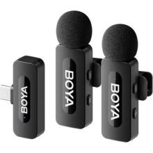 BOYA Microfone Sem Fio BY-V20 USB-C Para Android Type-c, Iphone 16/15, 328FT Los Range, Bateria 9H, Redução De Ruído, Mini Microfones De Lapela Sem Fio Para Entrevista Youtube Tiktok (2TX+1RX)