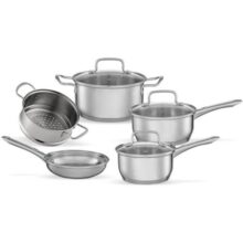 Brinox – Jogo de Panelas Aço Inoxidável Fundo Triplo 5 Peças Jasmin com Indução – Inox