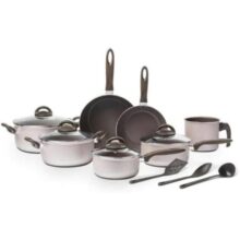 Brinox, Jogo de Panelas Brinox 10 Peças Ceramic Life Nevada Champanhe