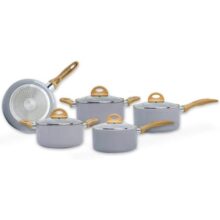 Brinox – Jogo de Panelas Ceramic Life 5 Peças Smart Plus com Fundo de Indução – Cinza Wooden