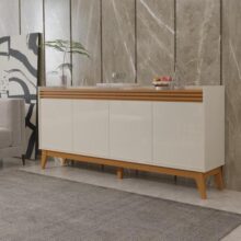 Buffet Aparador Ripado 4 Portas com Pés de Mdf Astúrias 180cm