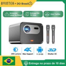 BYINTEK R90 Max Full HD 1080P Projetor DLP 2200 ANSI Lumens Android TV 11.0 3D 4K Projetor de home theater inteligente c