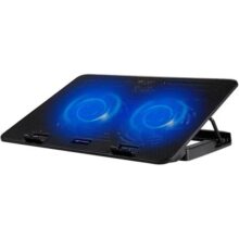 C3Tech Base para Notebook NBC-50BK 15,6″ Refrigerada com 2 Coolers, Led de Iluminacao Azul, Inclinacao Ajustável em 5 niveis, com USB, cor Preta
