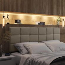 Cabeceira Cama de Casal Queen 1,60m – Bege Claro – Gaio e Cia