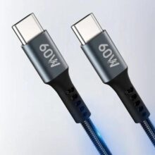 Cabo USB-C 2 metros Tipo C Turbo 60W Ultra Rapido Nylon Trançado e Reforçado Android e Iphone Notebook Tablet Qualidad