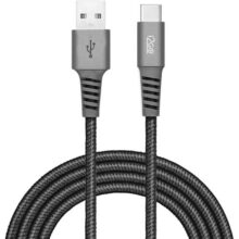 Cabo USB-C I2GO 2m 2,4A Nylon Trançado Chumbo – I2GO PRO