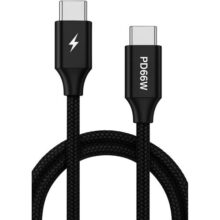 Cabo USB-C para USB-C 66W Premium Carregamento Ultra-Rápido Nylon Reforçado e Compatível iPhone 151617