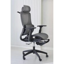 Cadeira de escritório, design ergonômico com suporte lombar independente, malha respirável mesh, encosto de cabeça ajustável, apoio de pés 150kg BlidShop Preta