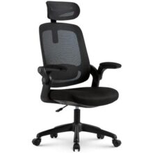 Cadeira de Escritorio Ergonômica Astra Preta com Apoio Lombar e Cabeça, Encosto Ajustável, Mesh Respirável