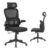 Cadeira De Escritório Ergonômica Com Apoio Lombar E Apoio De Cabeça Preta Com Estofado De Mesh
