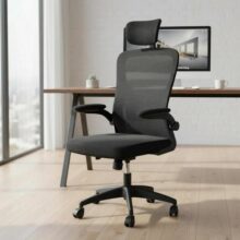 Cadeira De Escritório Mesh Ergonômica Reunião Giratória Preto