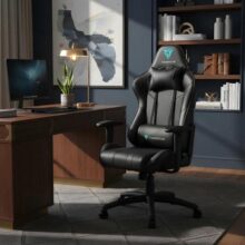 Cadeira De Escritório Timberflex ThunderX3 EC3 Gamer Ergonômica Preta Com Estofado De Couro Sintético