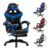Cadeira Escritório Gamer Ergonômica Reclinável Giratoria Preto/azul Couro Sintético