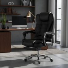 Cadeira Presidente Python Fly Preto Ergonômica Reclinável com Apoio de Pés