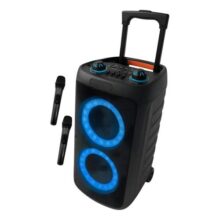 Caixa De Som Bluetooth Amplificada Grande Potencia Hz-2000 + 2 Microfones Sem Fio Limpo