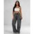 Calça Cargo Feminina Wide Leg Cintura Alta Jeans  Stillger